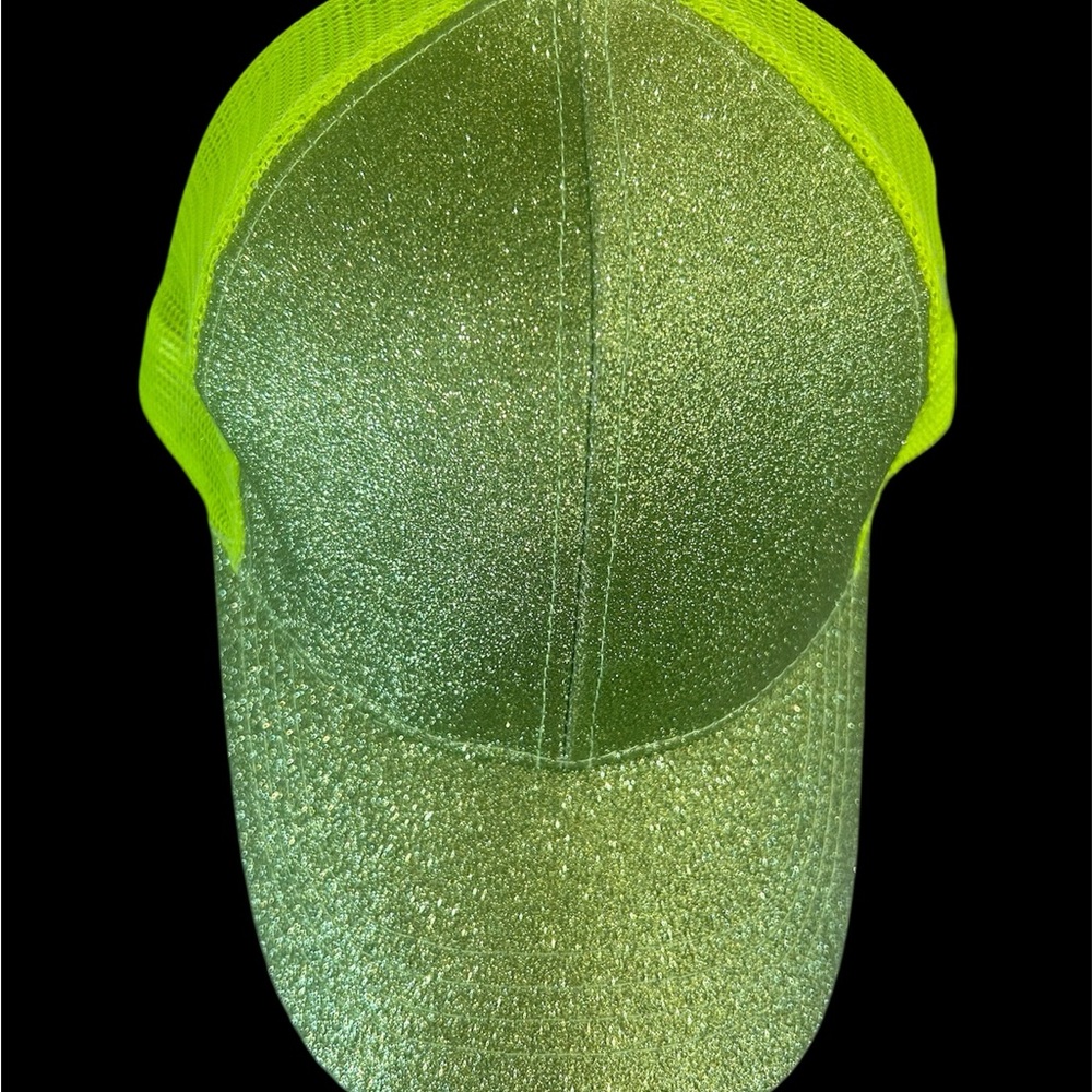 Glittery Green and Yellow Cap